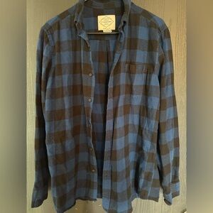 St. John's Bay Blue and Brown Plaid Men's Shirt